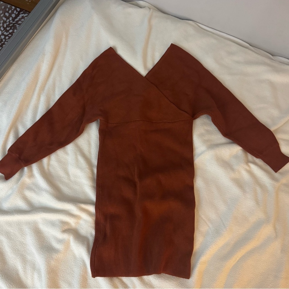 Rust orange long sleeve midi sweater dress | size Small | brand new - Picture 2 of 6
